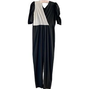 L’ENTOURAGE Jumpsuit Vintage 70's Black  White Jumper Women's Size Small